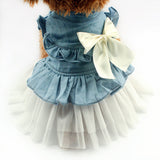 Butterfly Bow Denim Dog Dress